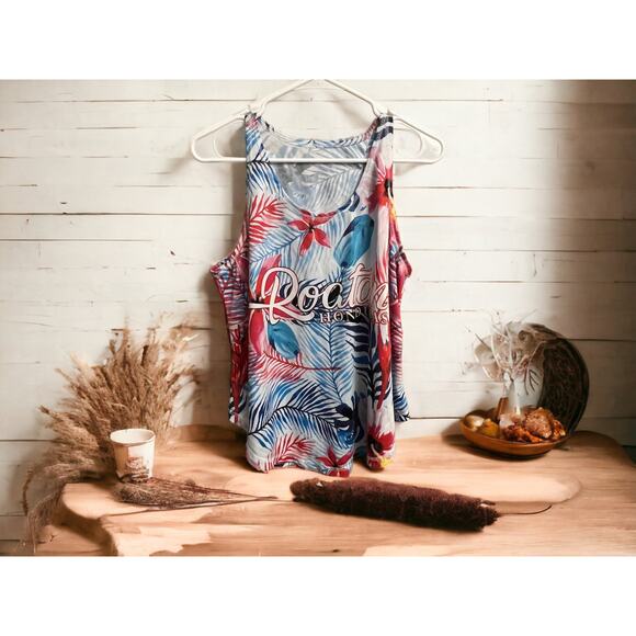 Roatan Honduras Tropical Print Palm Tree Tank Size Medium - Picture 7 of 10